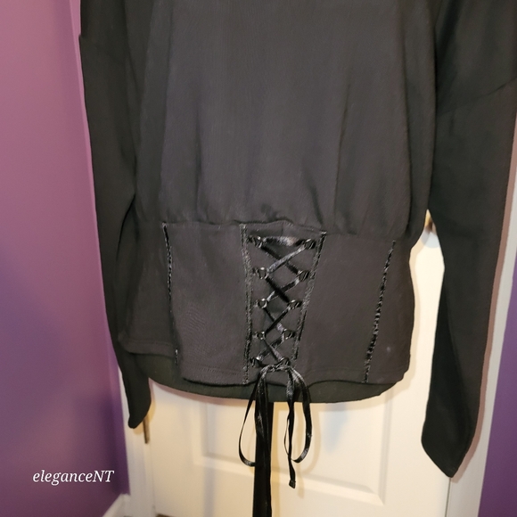 Project Runway Black L/S Corset Style Top Sz: L NWT - Picture 5 of 7